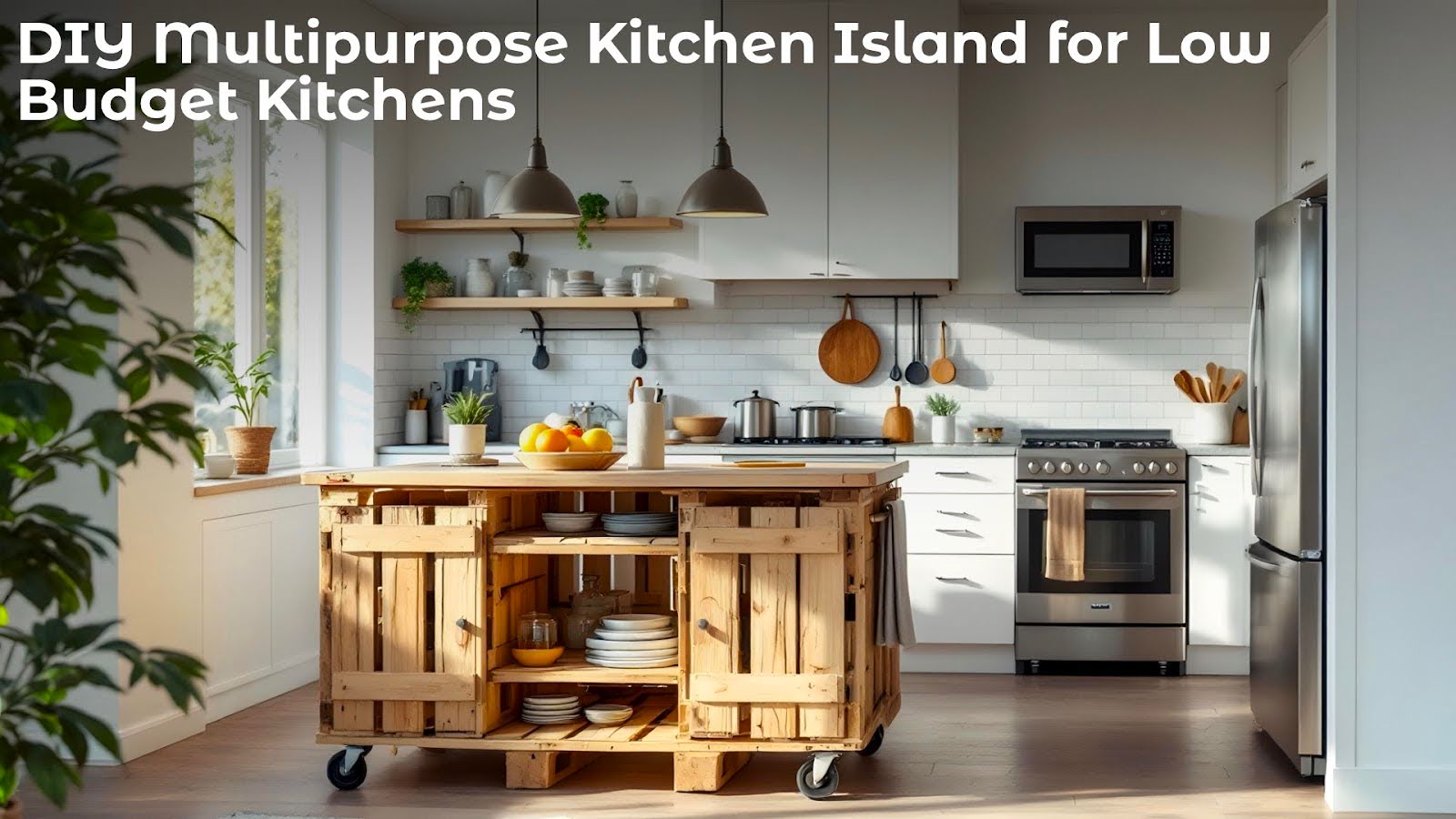 9. DIY Multipurpose Kitchen Island for Low Budget Kitchens