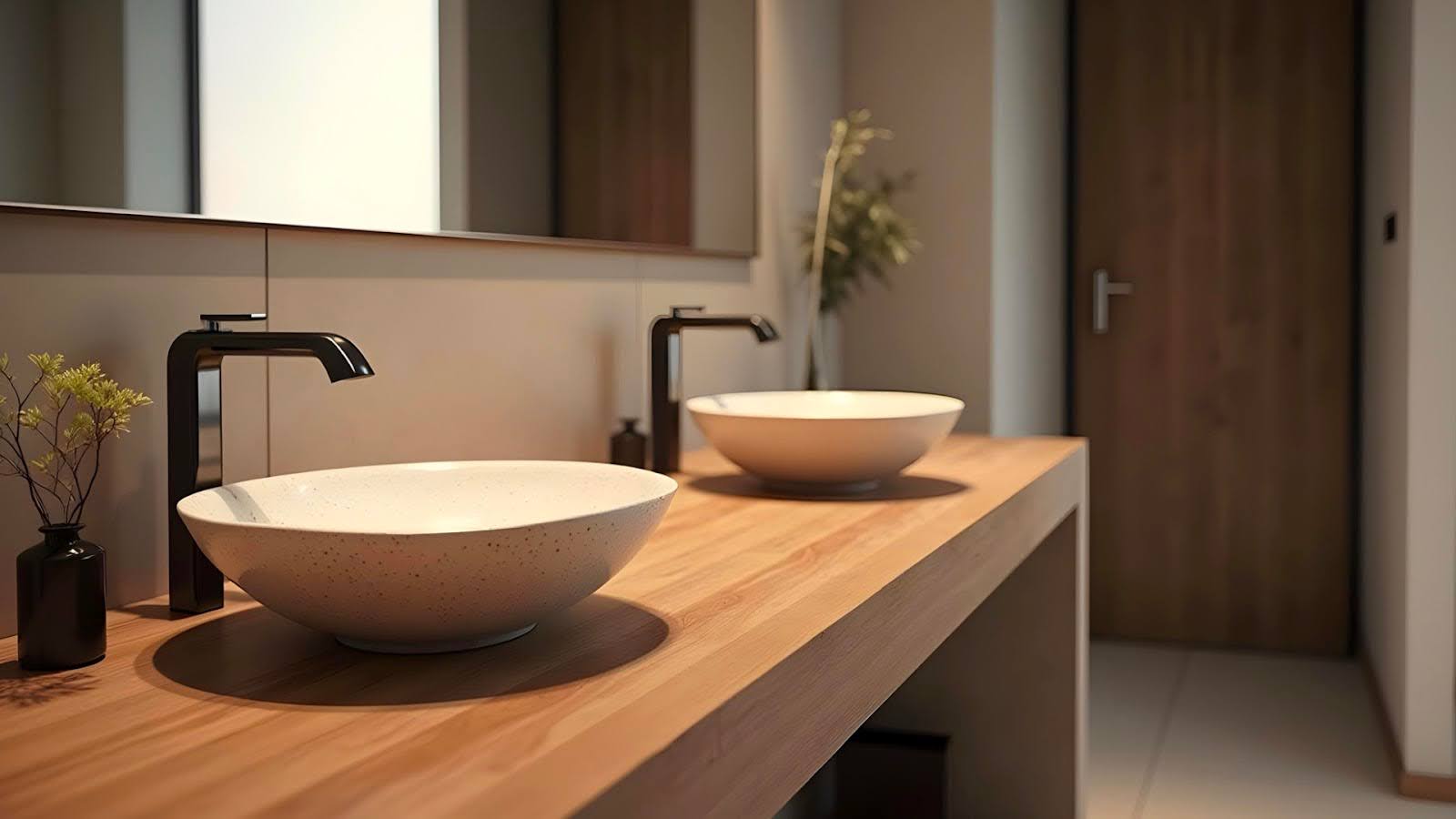 Wash Basin with Wooden Counter