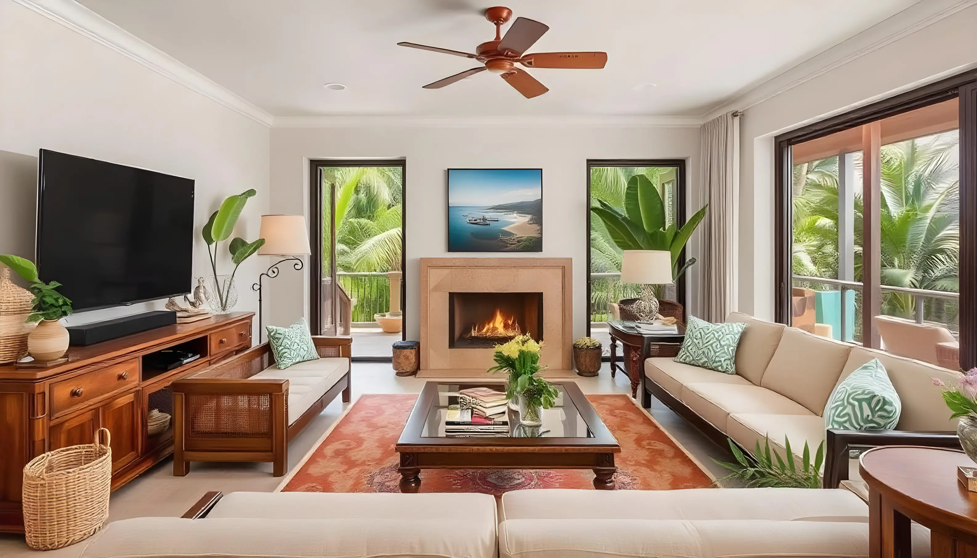 Tropical-Themed Living Room